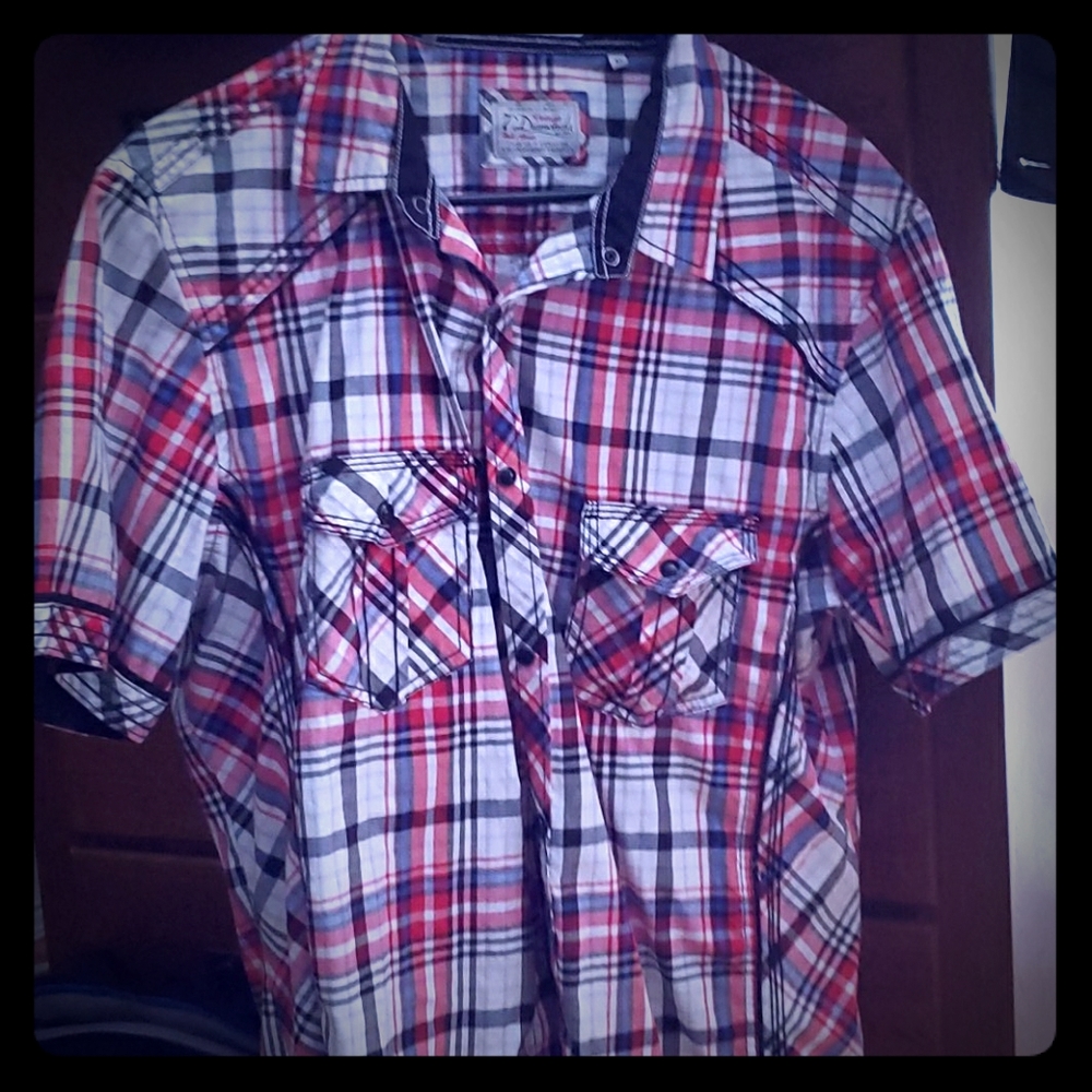 7 Dimonds snap button up plaid shirt xl